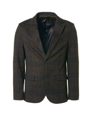 No Excess Blazer jersey stretch check coffee