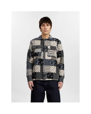 Anerkjendt 901950 akoscar patchwork overshirt 3134 cloud blue