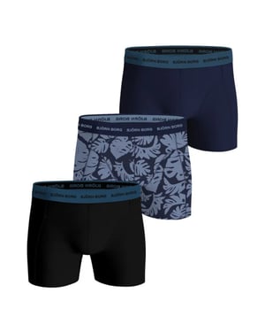 Björn Borg Björn borg cotton stretch boxershorts 3-pack – zwart, donker & bladerenprint