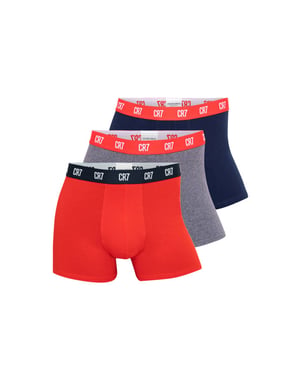 CR7 Heren boxershorts effen rood/grijs/blauw 3-pack