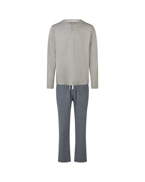 Phil & Co Heren pyjama set lang grijs/blauw