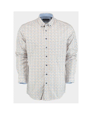 Bos Bright Blue R.b. boston casual hemd lange mouw regular fit cotton 427670/606