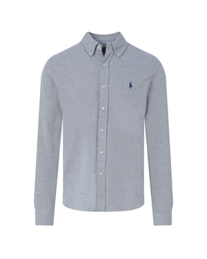 Men's Ralph Lauren Embroidered Button Down Collar Long Sleeve Shirt in Andover Heather