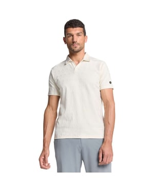 No Excess Polo v solid terry jacquard offwhite
