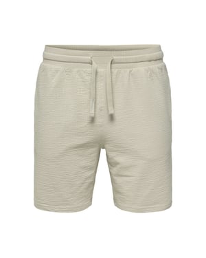 Only & Sons Onskian reg seersucker shorts beige