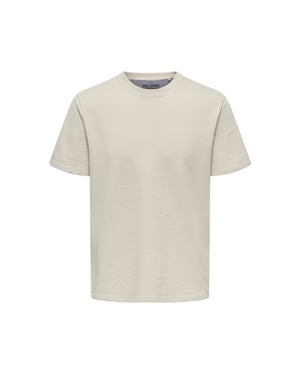 Only & Sons Onskian reg seersucker ss tee beige