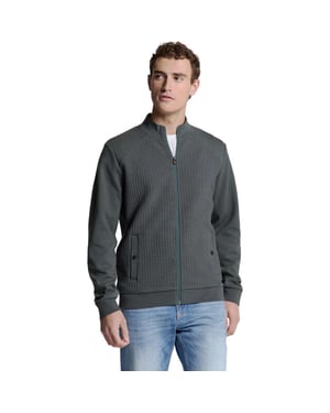 No Excess Sweater full zipper jacquard mix dark steel