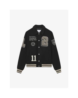 Les Deux Jongens jacket varsity wool zwart