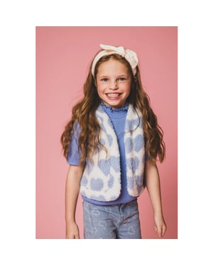 Looxs Revolution Teddy gilet offwhite hartjes voor meisjes in de kleur