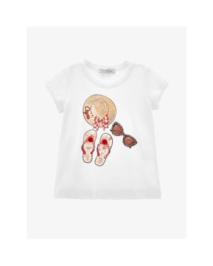 Monnalisa Meisjes t-shirt bianco rosso