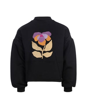 Looxs Revolution Sweater graphite borduur flower voor meisjes in de kleur