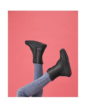 FitFlop F-mode leather lace-up flatform ankle boots
