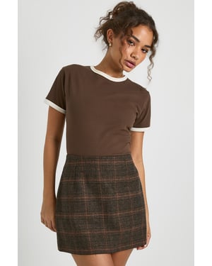 Checked Wool Look Mini Skirt