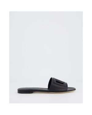 Dolce and Gabbana Dames leren slide met dg logo