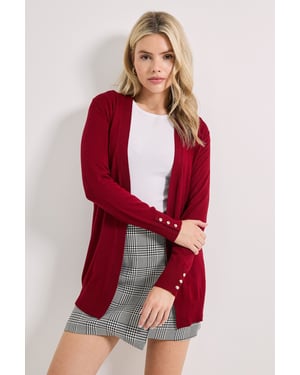 Berry Longline Button Cuff Cardigan