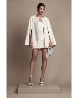 Belted Short Occasion Cape Coat