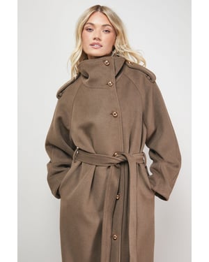 Funnel Sleeve Detail Belted Coat