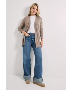 Stone Longline Button Cuff Cardigan