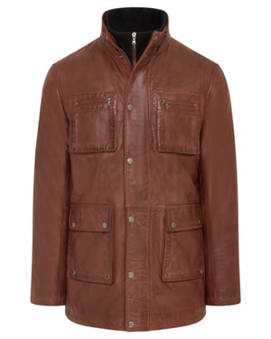 Heren bruin leren militair jack buitenjas - Field
