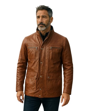 Heren bruin leren militair jack - Moura
