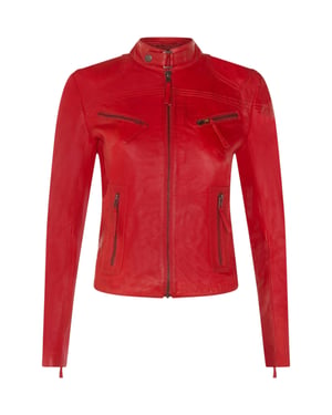Röd Slim-Fit Läderbikerjacka Dam-Maldon