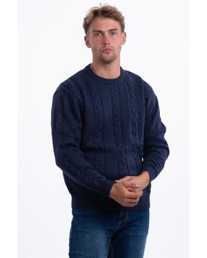 JJ Willis Mens Cable Knit Sweater Crew Neck Long Sleeve