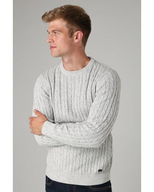 Grey Crew Neck Cotton Blend Jumper