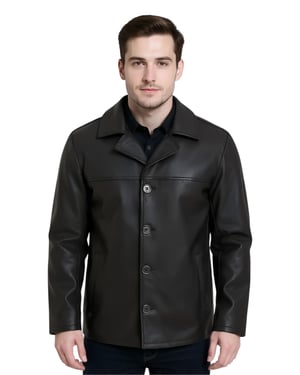 Heren zwarte Italiaanse leren blazer met 4 knopen - Gladstone