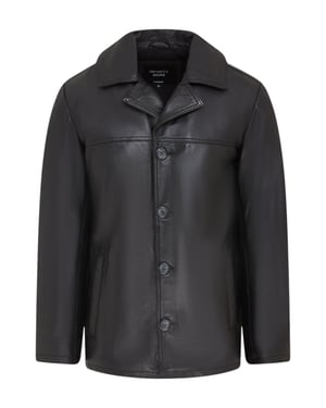 Mens Black 4 Button Italian Leather Blazer Jacket - Loxton