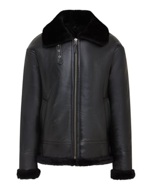 Mens Black Pilot B3 Flying Shearling Sheepskin WWII Bomber Aviator Jacket