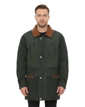 Herr Grön Nubuckläder Parka - Gatton