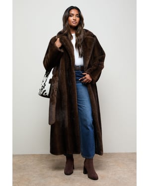 Belted Fur Maxi Coat