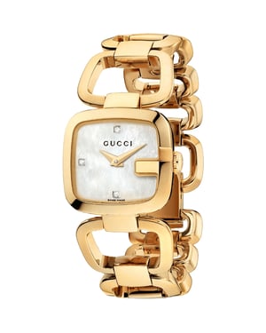 Gucci YA125513 G-Gucci Moeder van Parel Dameshorloge - Elegante Goudkleurige Ontwerp