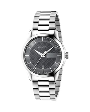 Gucci G-Timeless YA126441 Unisex Horloge met Grijze Wijzerplaat en Zilveren Armband
