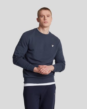 Lyle & Scott Diagonaal Geweven French Terry Sweatshirt met Ronde Hals - Middernachtblauw