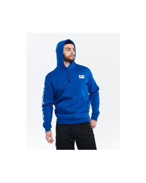 Caterpillar Handelsmerk Banner Katoenen Heren Blauwe Hoodie Sweatshirt