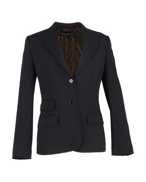 Dolce & Gabbana Gabardine Turlington Blazer i Svart Jungfrulig Ull