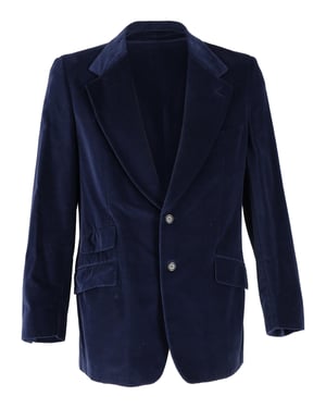 Gucci Single-Breasted Velvet Blazer in Navy Blue Cotton