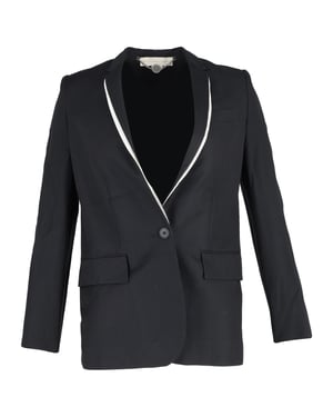 Stella McCartney Contrast Trim Blazer in Zwart Wol