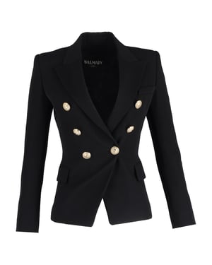 Balmain Dubbelzijdige Blazer in Zwarte Wol
