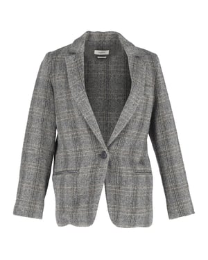 Isabel Marant Etoile Charly Herringbone Blazer in Grey Wool