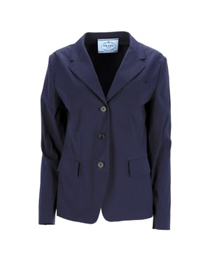 Prada Effen Blazer in Marineblauwe Katoen