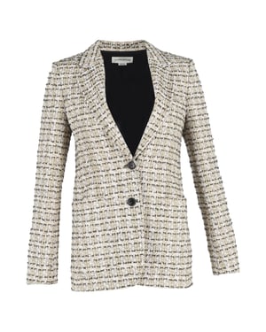 Victoria Beckham Single-Breasted Blazer in Beige Cotton Tweed