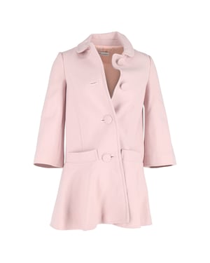 Red Valentino Flared Hem Jas in Roze Wol
