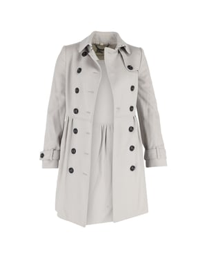 Burberry Double Breasted Trench Jacket in Grey Cotton
