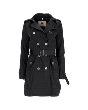 Burberry London Check Trenchcoat i svart polyester
