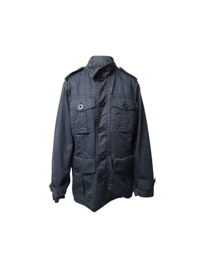 Burberry Single-Breasted Jacket in Navy Blue Cotton