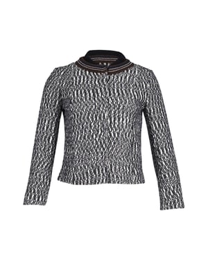 Tory Burch Tweed Jacket in Black and White Cotton