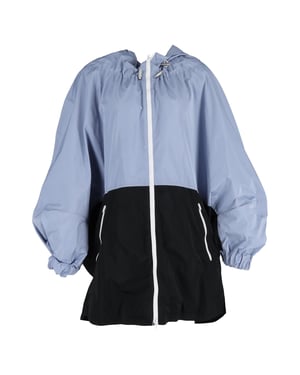 Marni Color Block Zip-Up Long Sleeve Rain Jacket in Blue Nylon