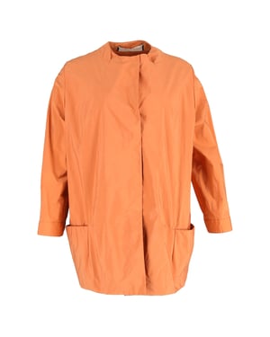 Marni Collarless Jacket in Orange Nylon